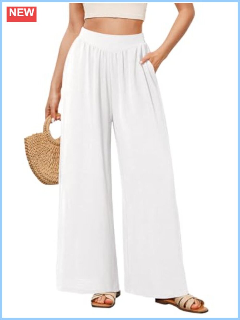 Women Wide Leg Palazzo Pants Flowy Lounge Pants with Pockets